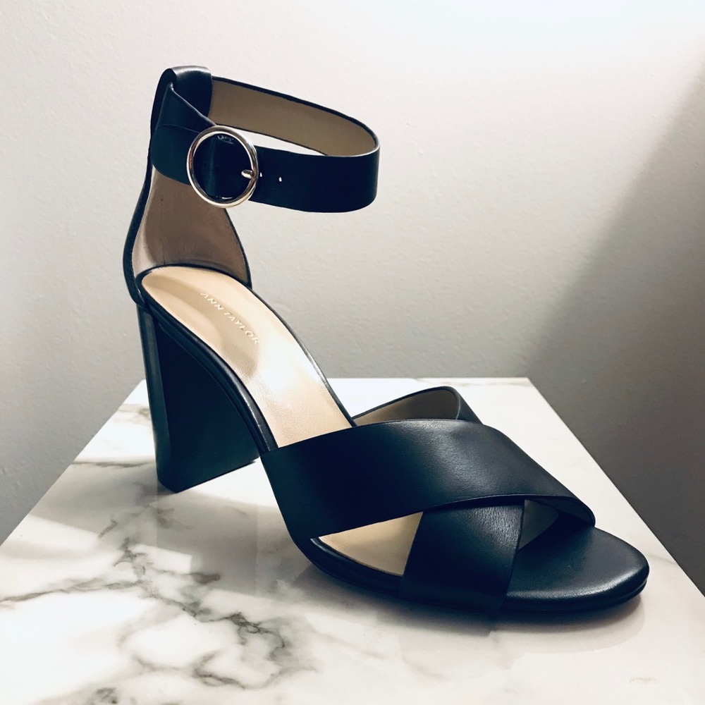 SOLD Black Cross across Ann Taylor Heels